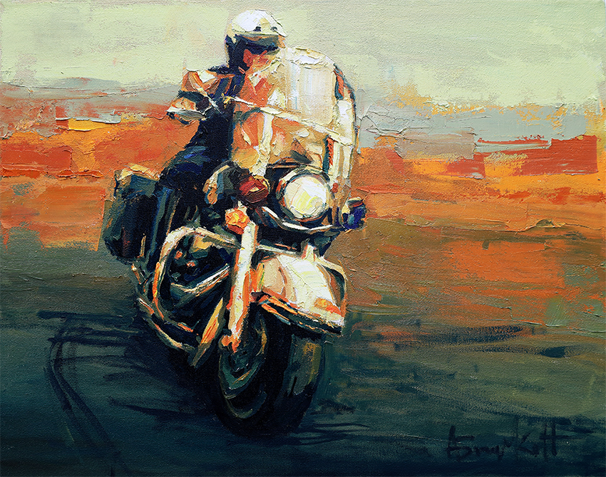 Motor Cop #3, Portrait Painting