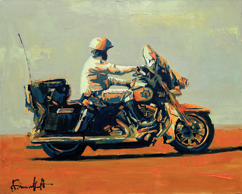 Motor Cop #4, Portrait Painting