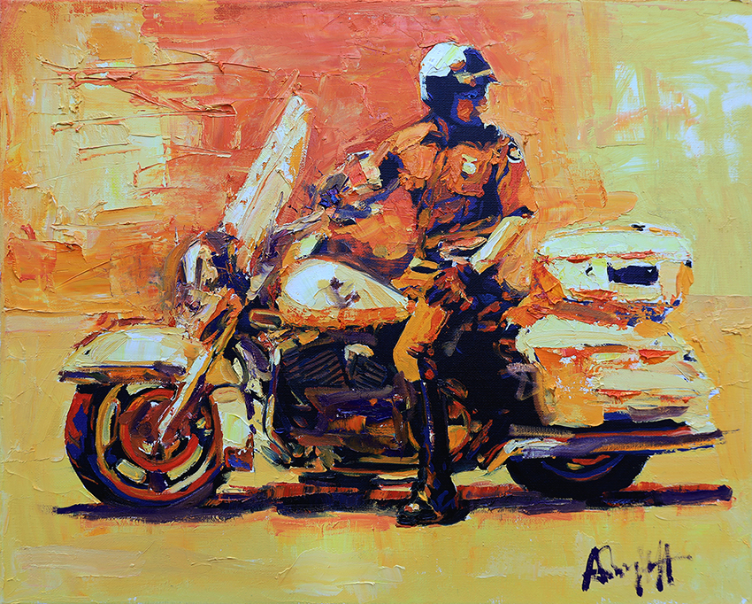 Motor Cop #5, Portrait Painting