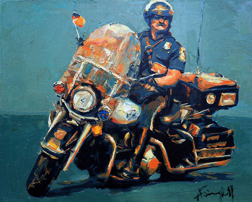 Motor Cop #6, Portrait Painting