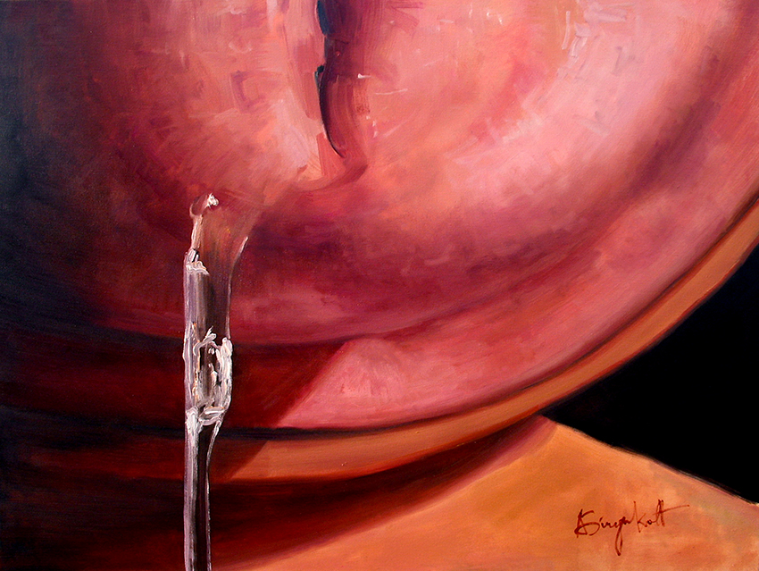 Drool, Painting of a precum string from a penis close up