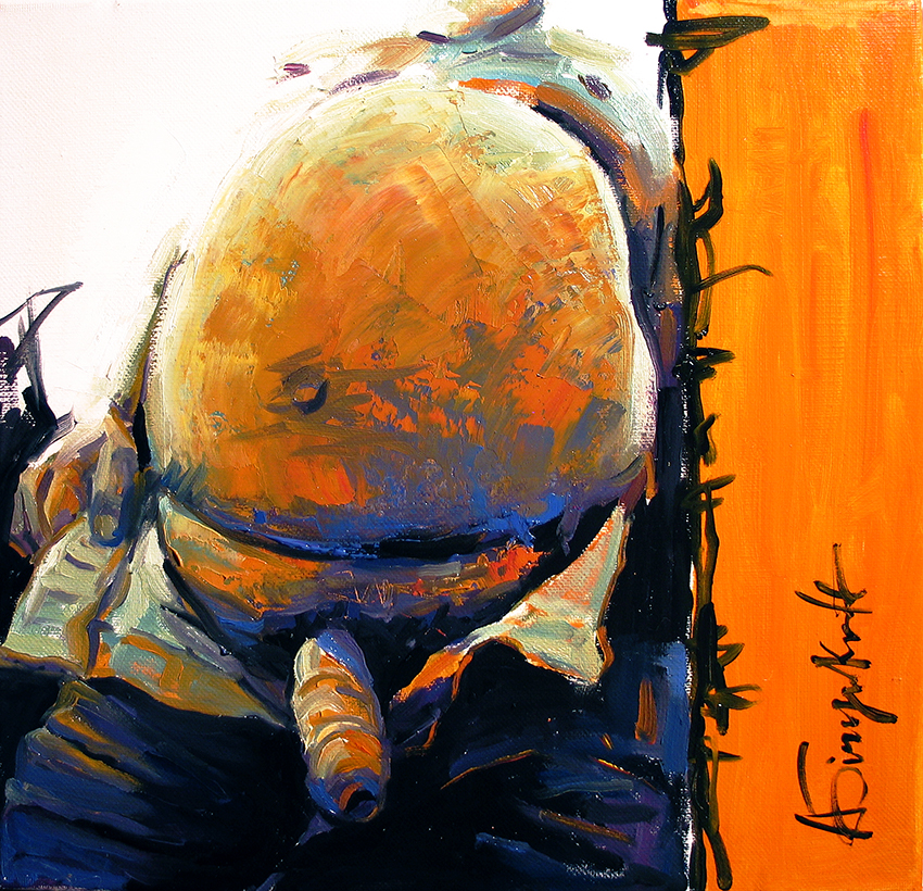 Foreman, Painting of a construction worker with unzipped pants