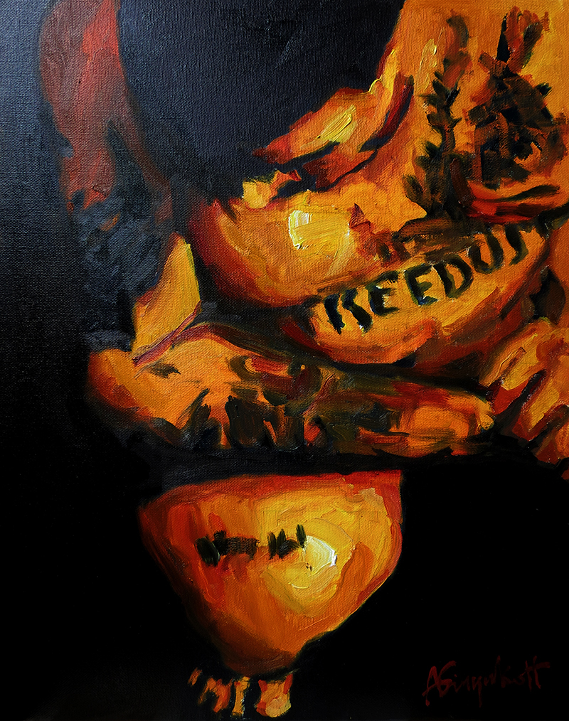 Freedom, Nude painting of a man with a freedom tattoo