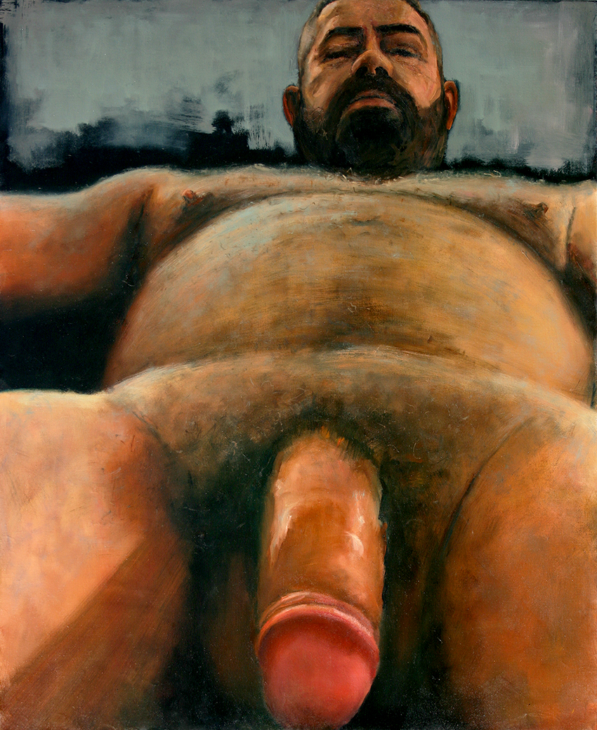 Mack, Painting of a nude male model, view from below