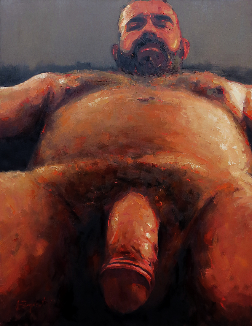 Mack (version 2), Painting of a nude male model, view from below