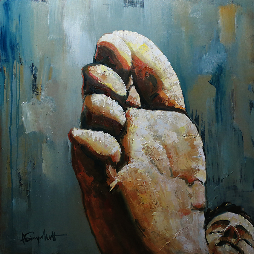 Watch The Nails, Painting of a man's foot, up close