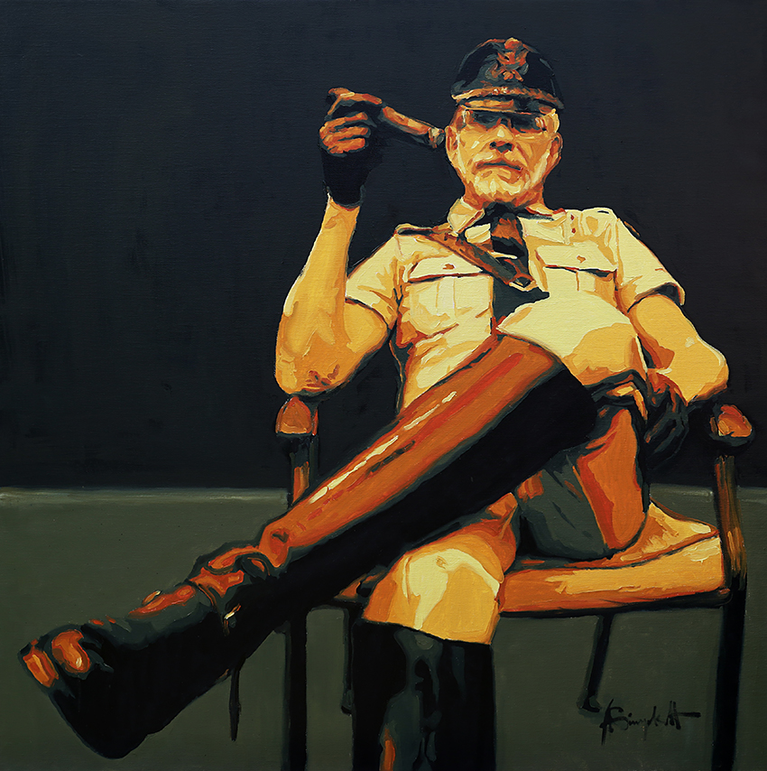Frank, Portrait of an older leather man, wearing tall boots