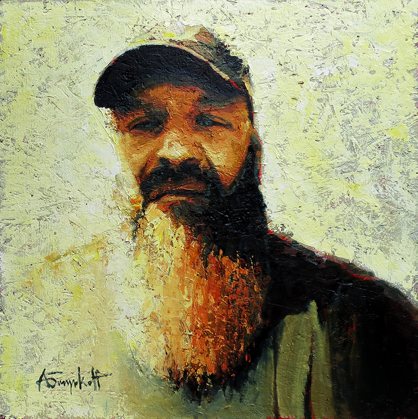 Mike, Portrait painting of a man with a big long beard