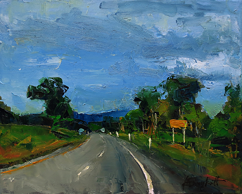 Landscape painting, Route I80 Pennsylvania, road trip