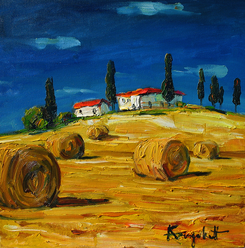 Landscape painting, Italy, countryside