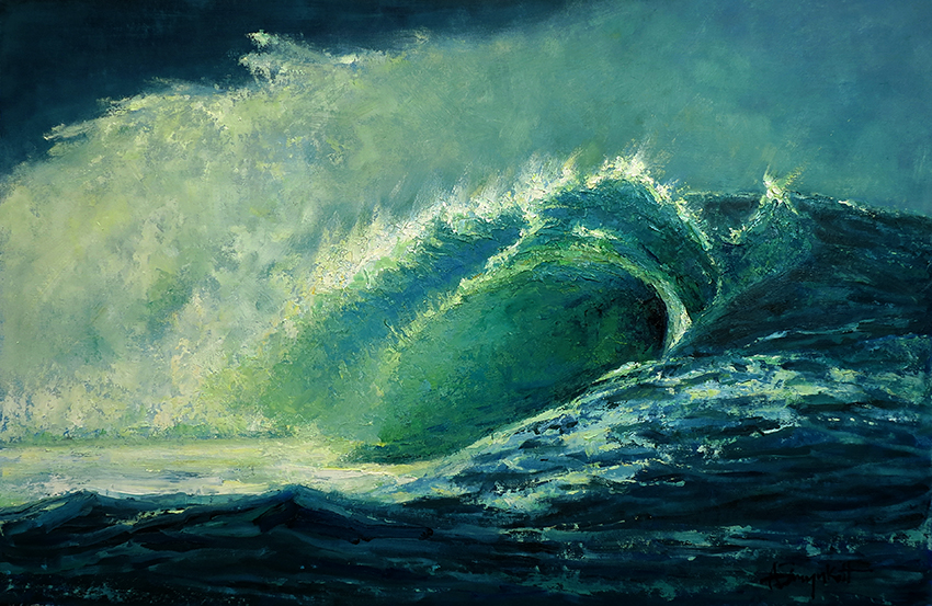  Ocean painting, seascape, big wave