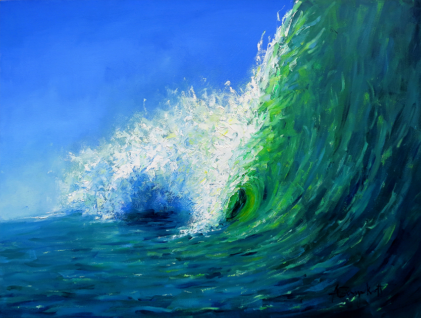  Ocean painting, seascape, big wave